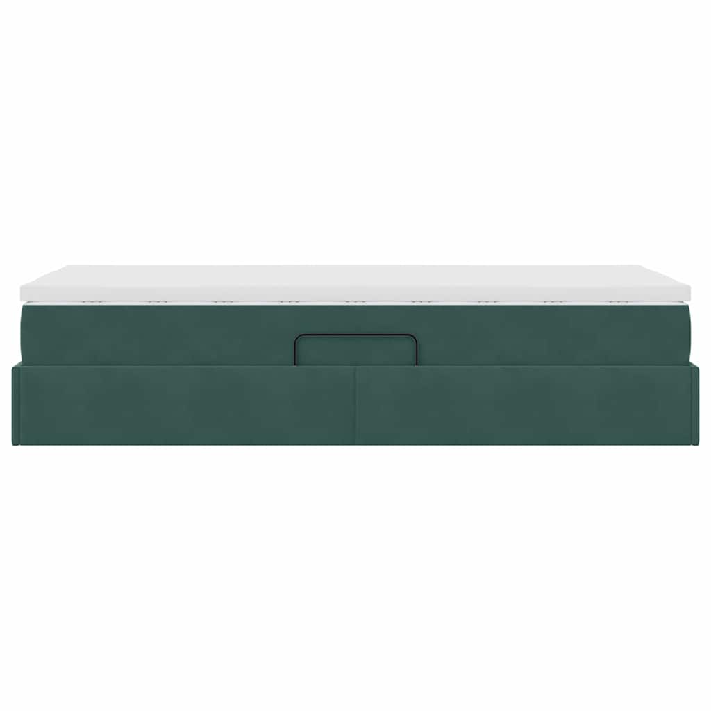 Lit avec rangement et matelas Vert foncé 100 x 200 cm Velours - XIOS