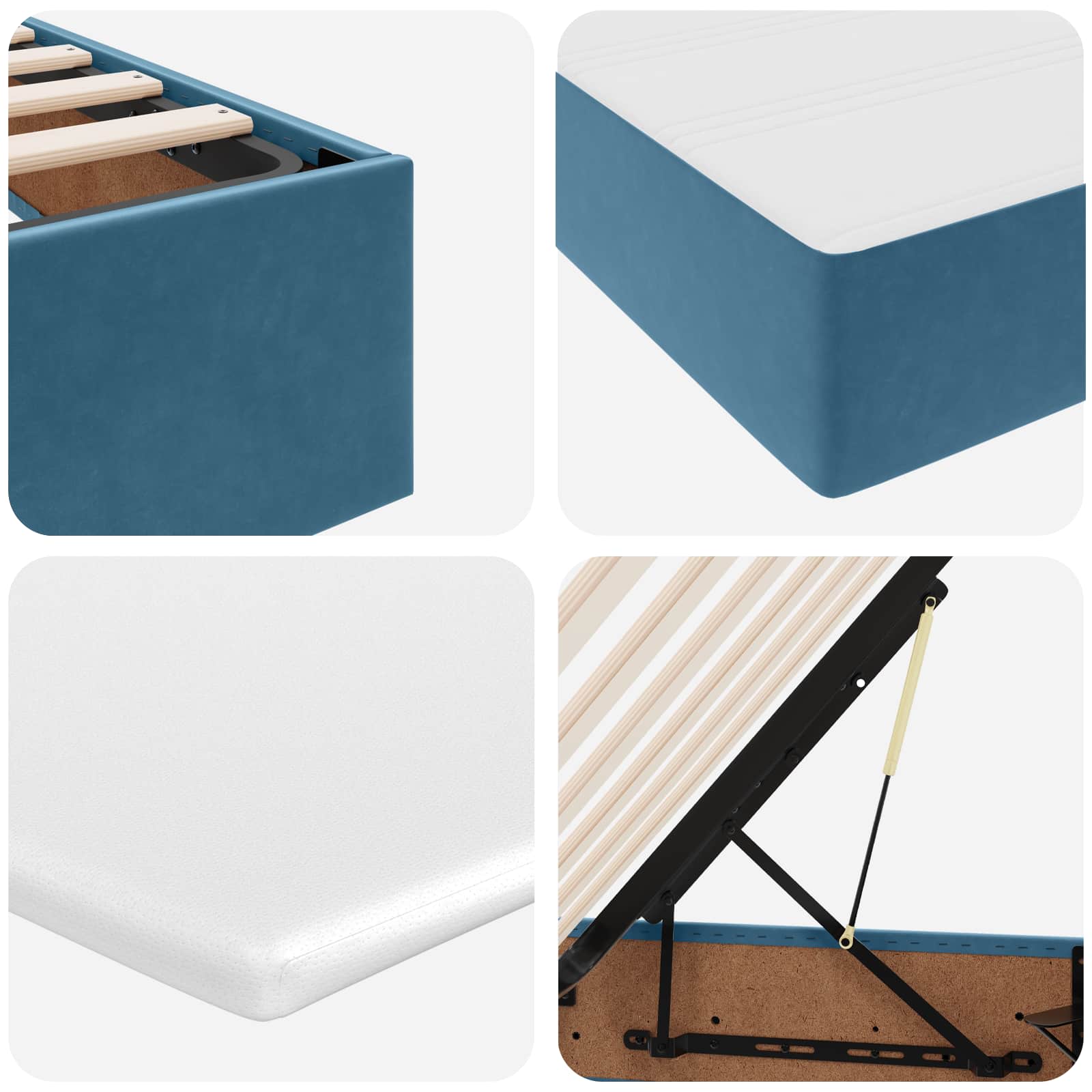 Lit avec rangement et matelas Bleu foncé 100 x 200 cm Velours - XIOS