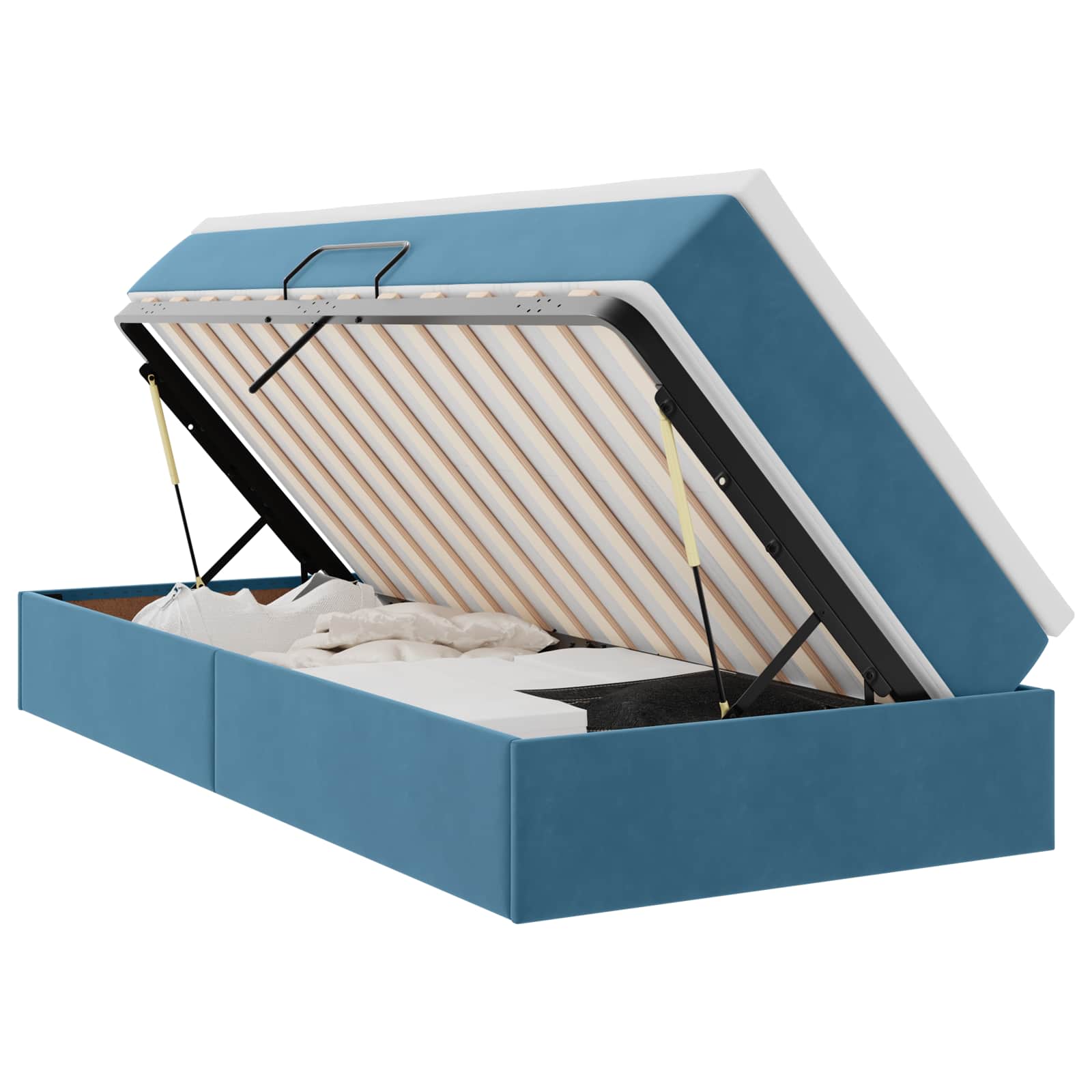 Lit avec rangement et matelas Bleu foncé 100 x 200 cm Velours - XIOS