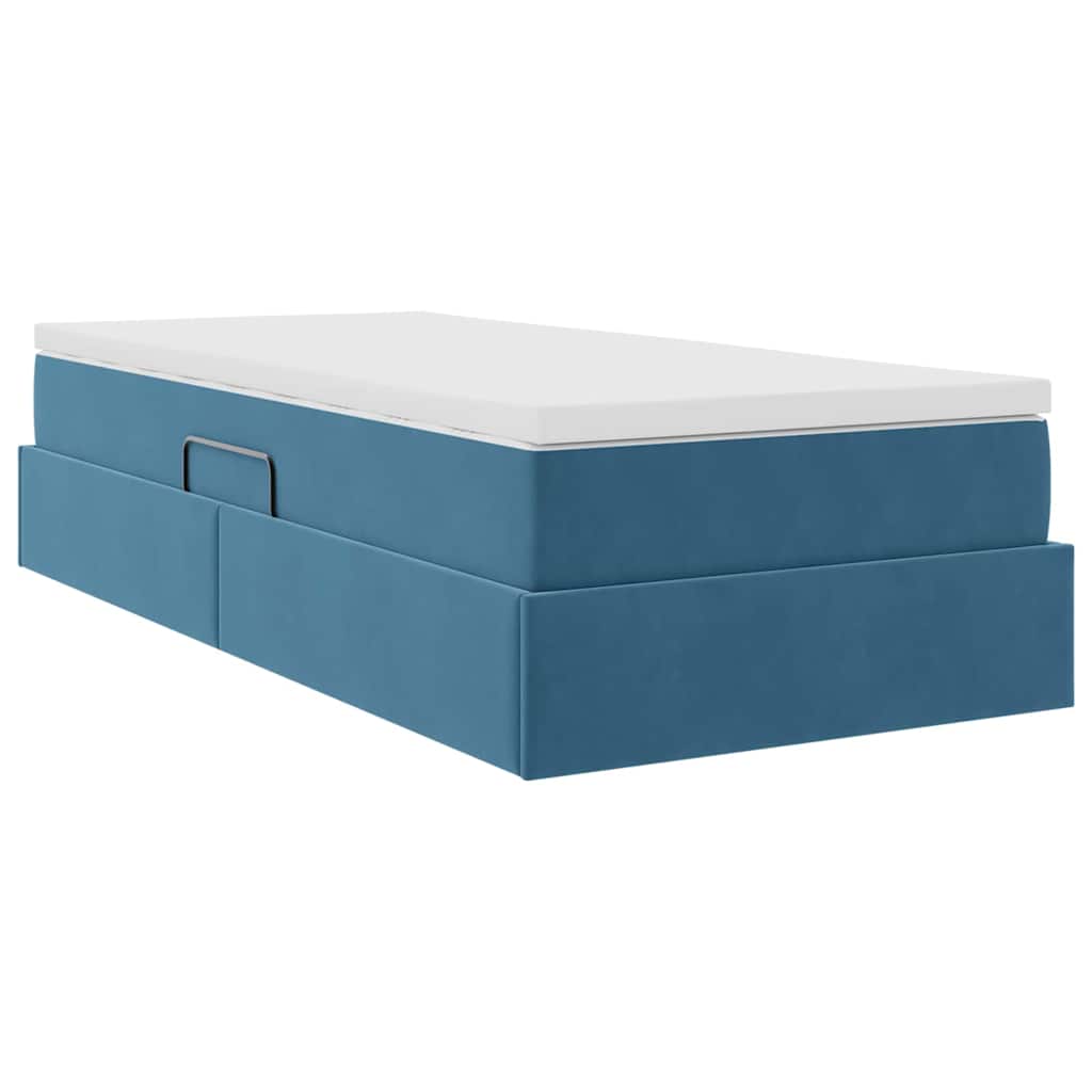 Lit avec rangement et matelas Bleu foncé 100 x 200 cm Velours - XIOS