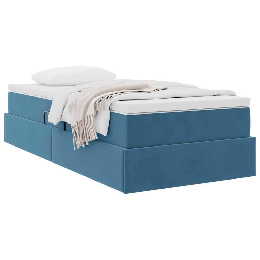 Lit avec rangement et matelas Bleu foncé 100 x 200 cm Velours - XIOS