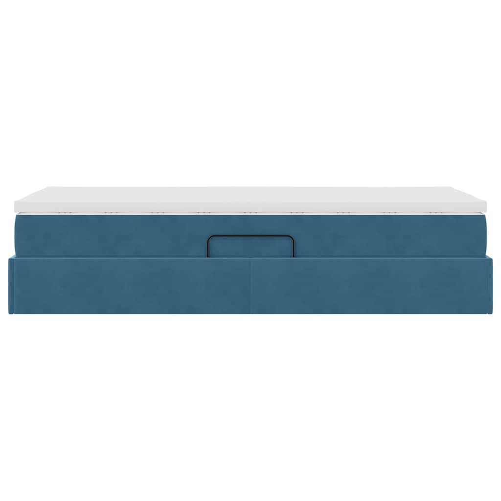 Lit avec rangement et matelas Bleu foncé 100 x 200 cm Velours - XIOS