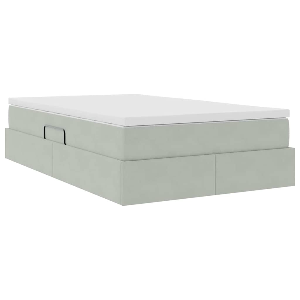 Lit avec rangement et matelas Gris clair 120 x 200 cm Velours - XIOS