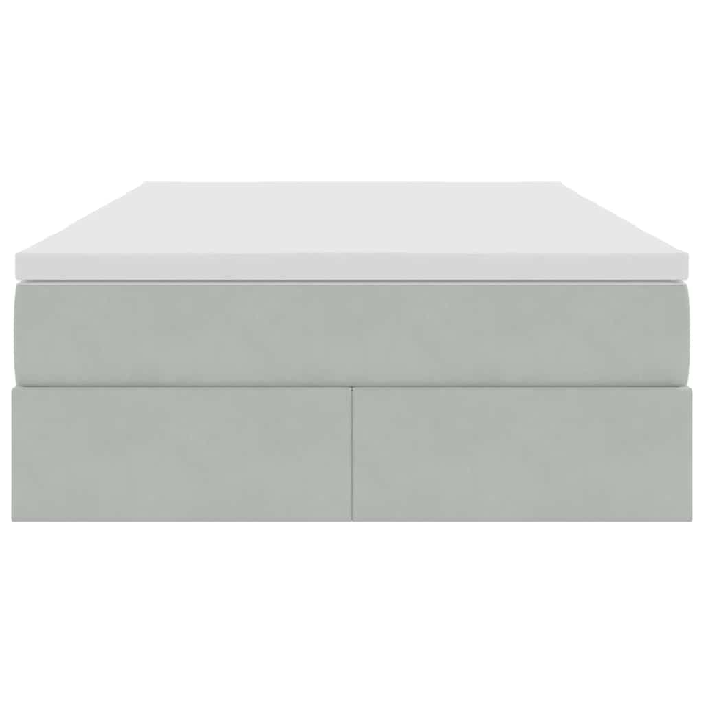 Lit avec rangement et matelas Gris clair 120 x 200 cm Velours - XIOS