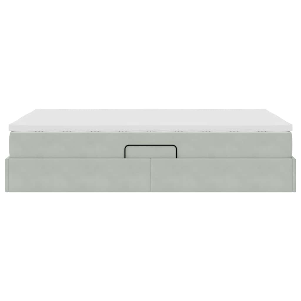 Lit avec rangement et matelas Gris clair 120 x 200 cm Velours - XIOS