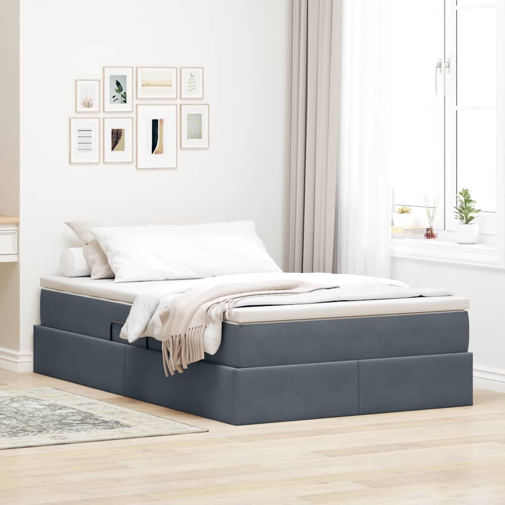 Lit avec rangement et matelas Gris foncé 120 x 200 cm Velours - XIOS