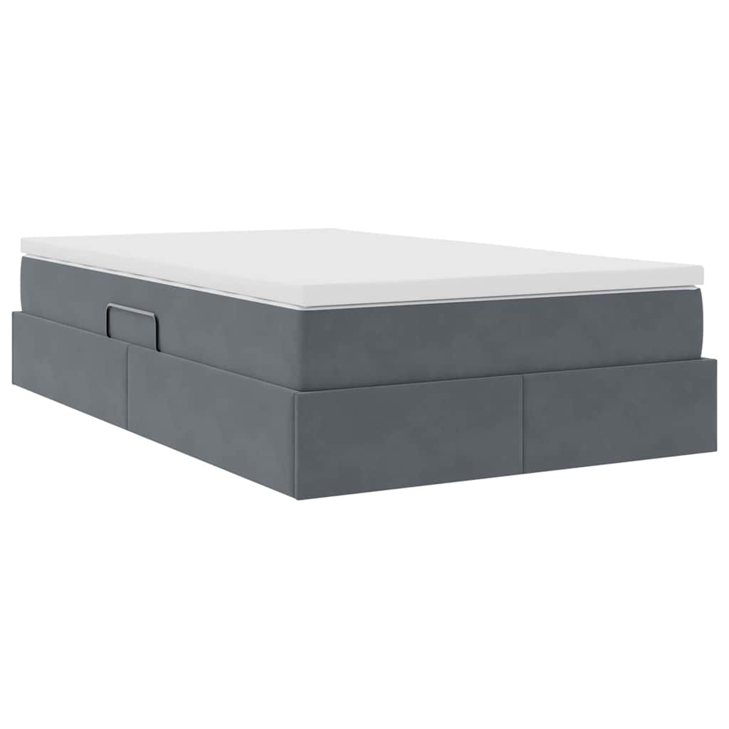 Lit avec rangement et matelas Gris foncé 120 x 200 cm Velours - XIOS