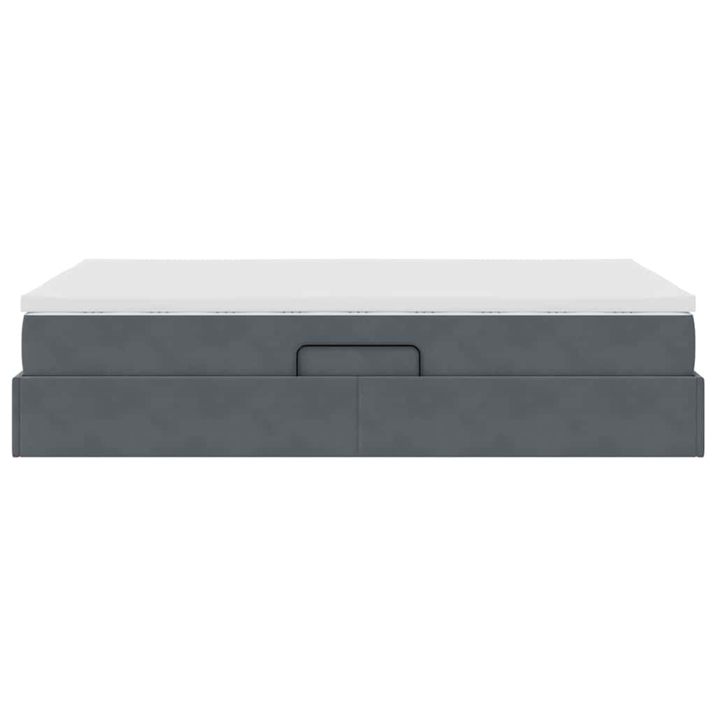 Lit avec rangement et matelas Gris foncé 120 x 200 cm Velours - XIOS