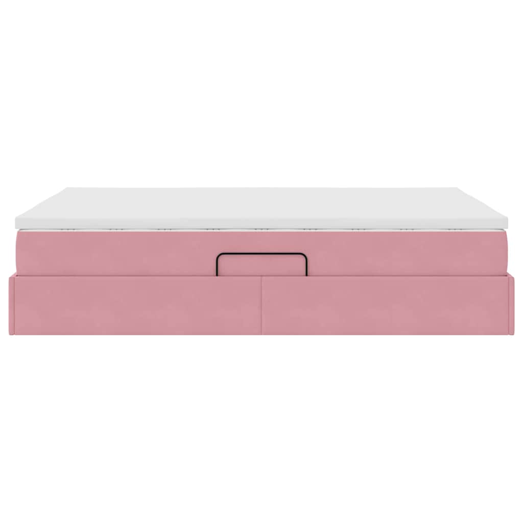 Lit avec rangement et matelas Rose 140 x 190 cm Velours - XIOS