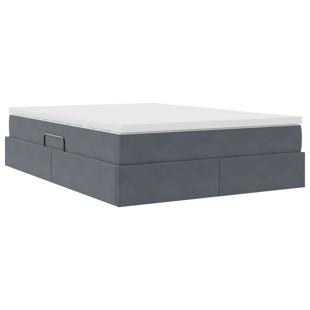Lit avec rangement et matelas Gris foncé 140 x 200 cm Velours - XIOS