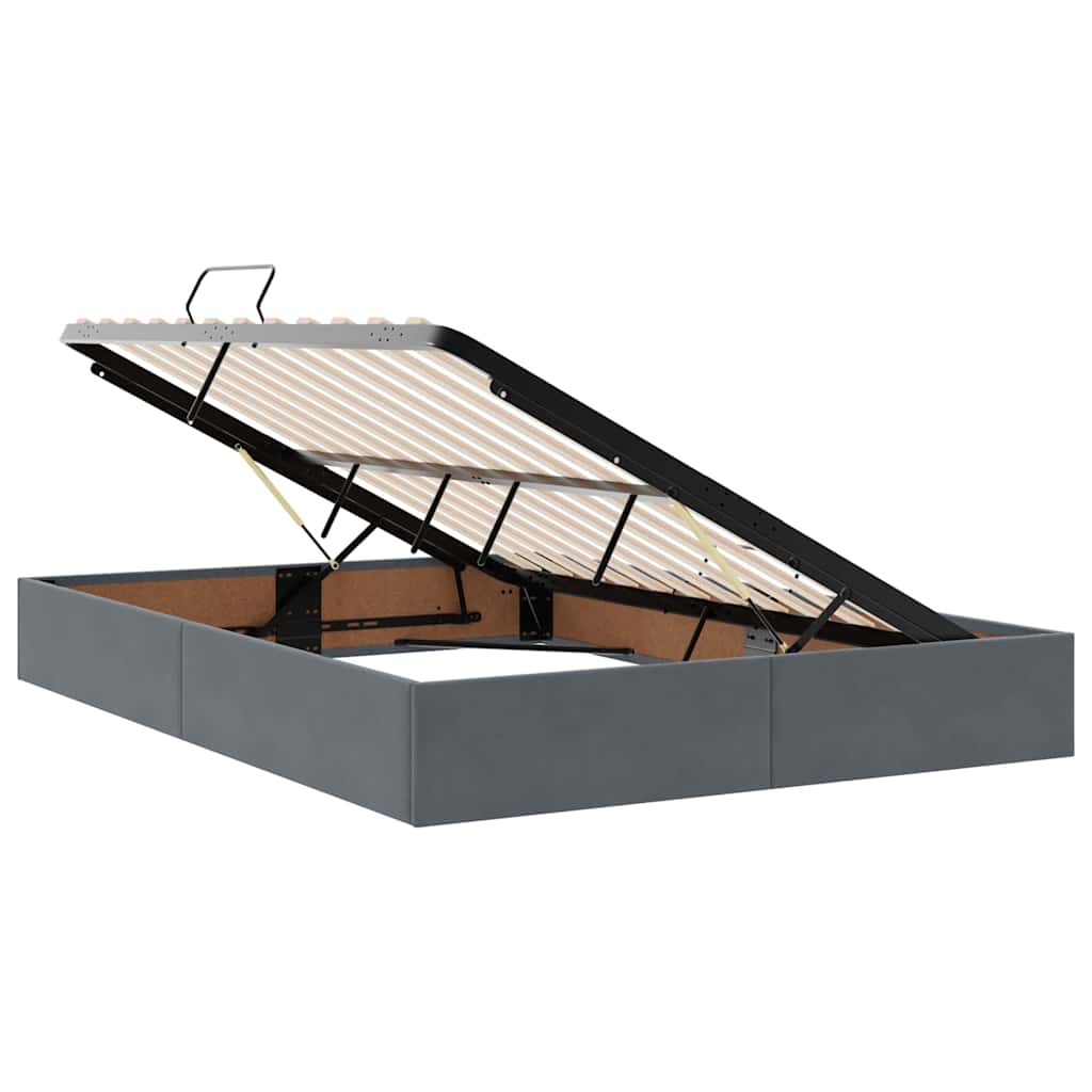 Lit avec rangement et matelas Gris foncé 140 x 200 cm Velours - XIOS