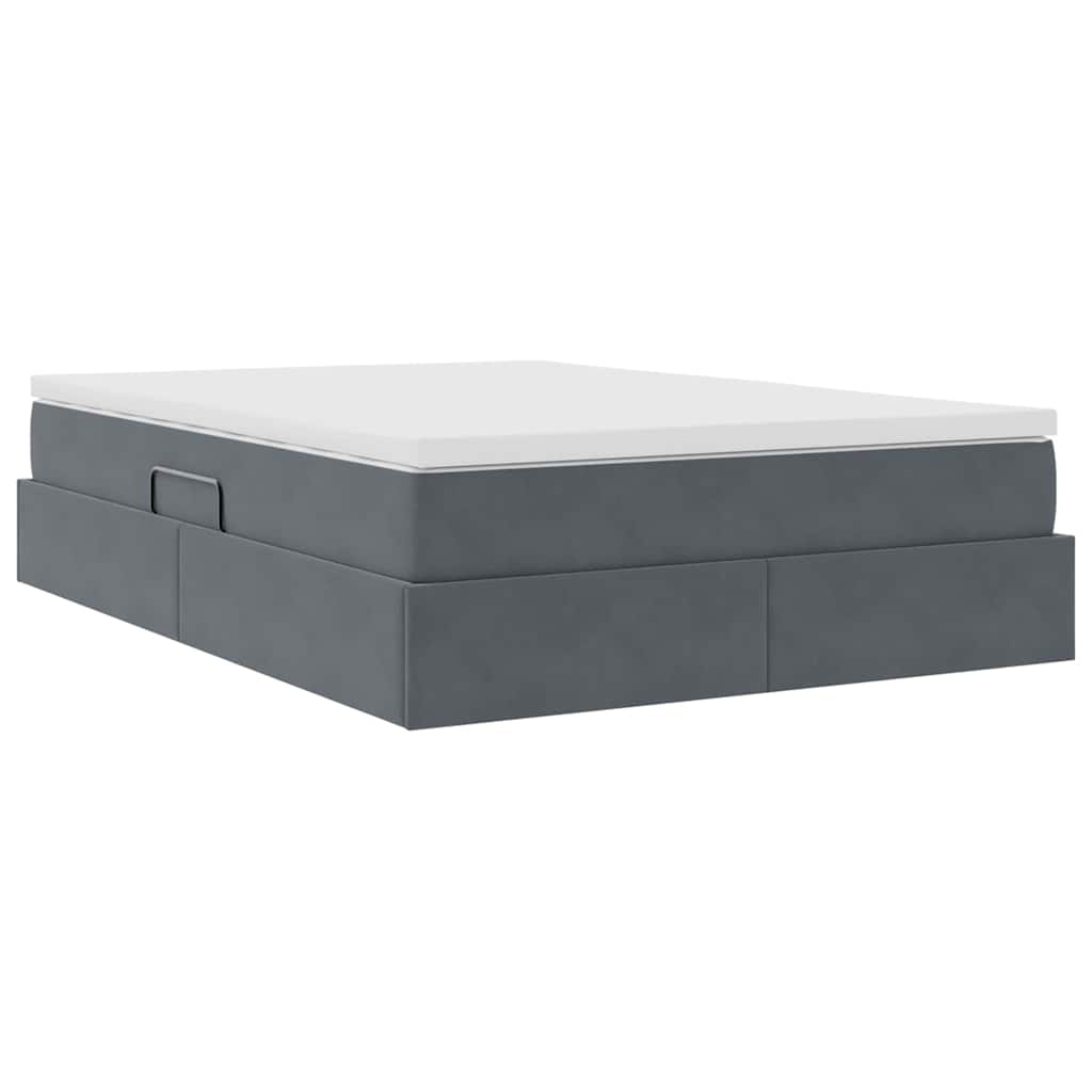 Lit avec rangement et matelas Gris foncé 140 x 200 cm Velours - XIOS