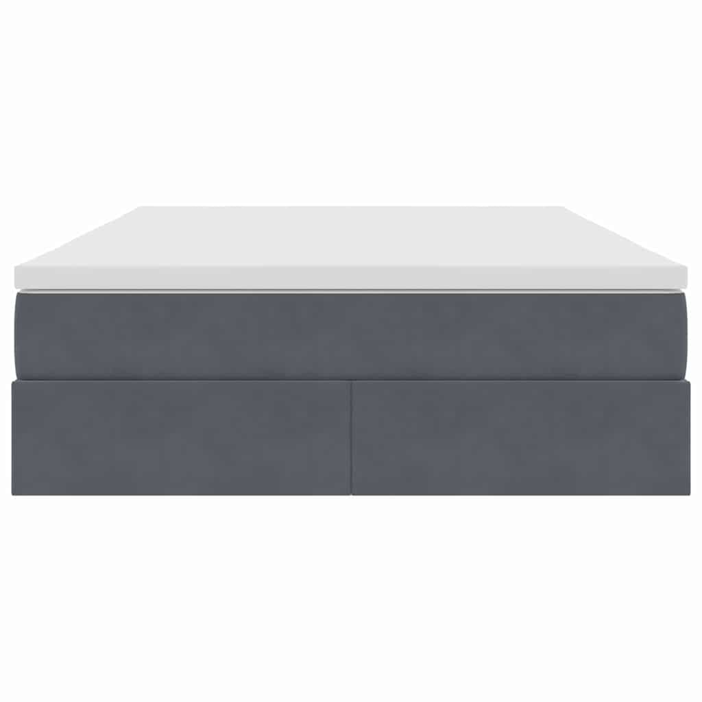 Lit avec rangement et matelas Gris foncé 140 x 200 cm Velours - XIOS