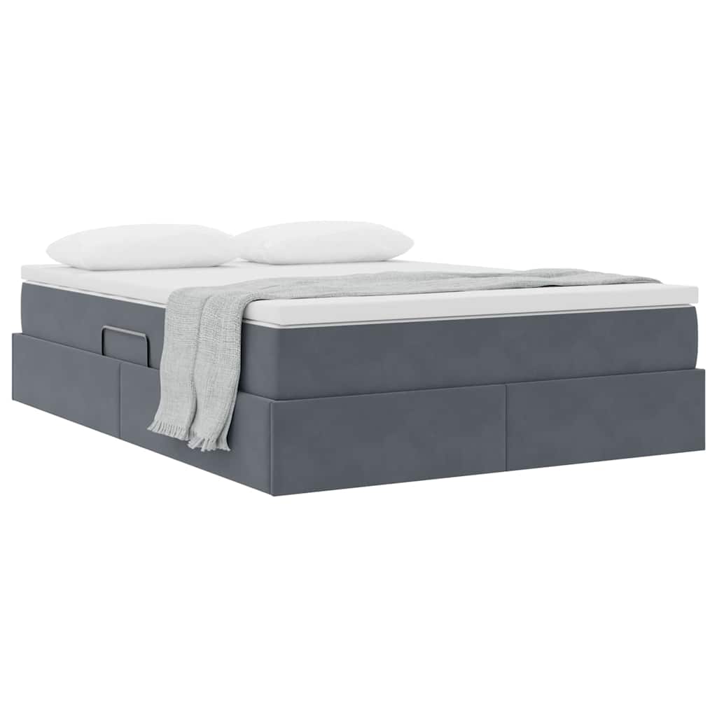 Lit avec rangement et matelas Gris foncé 140 x 200 cm Velours - XIOS