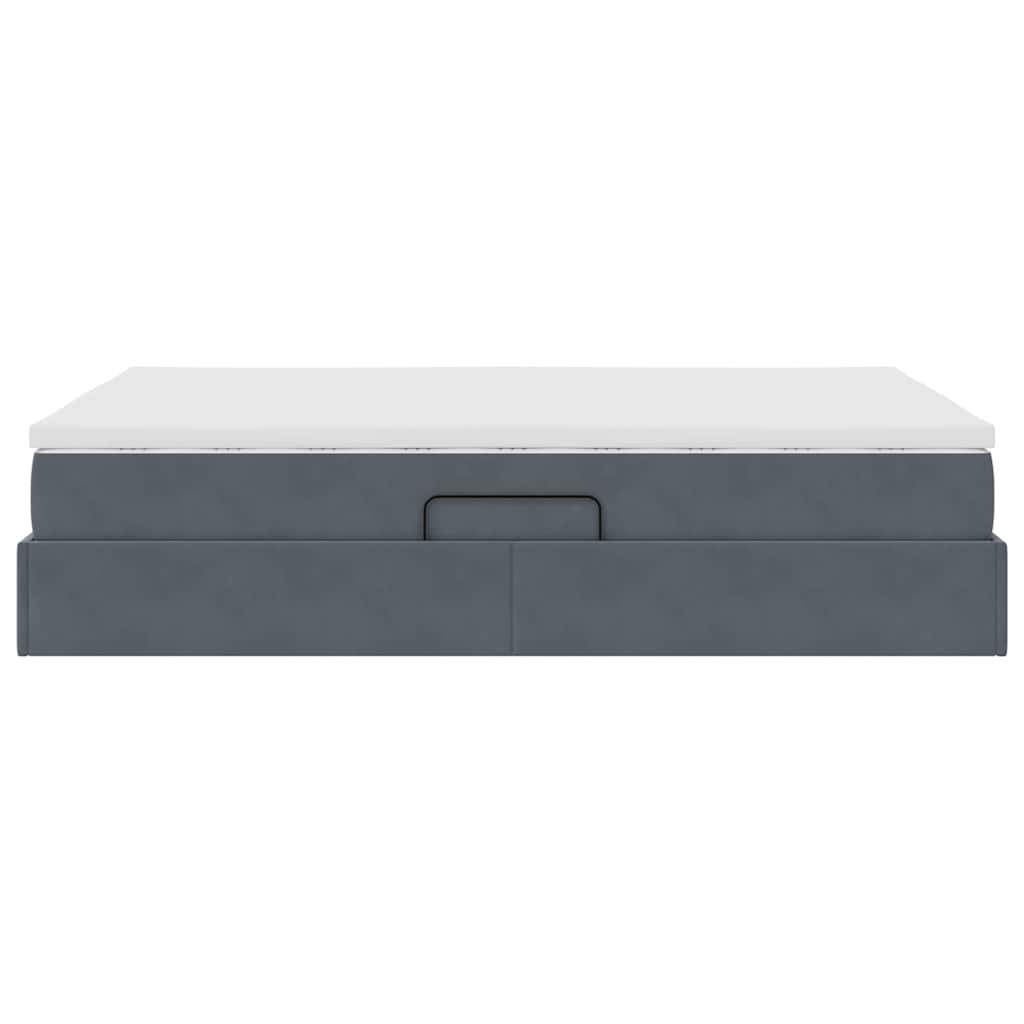 Lit avec rangement et matelas Gris foncé 140 x 200 cm Velours - XIOS