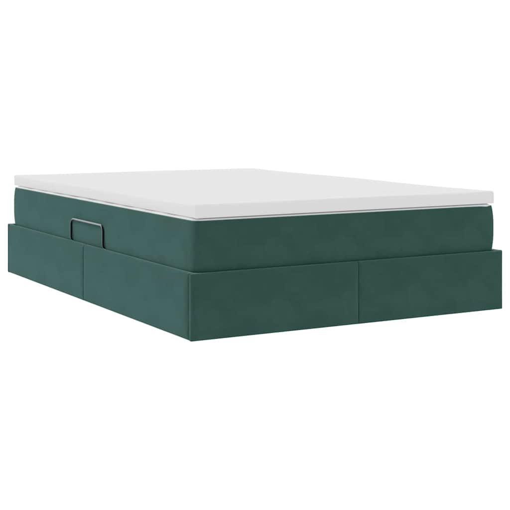 Lit avec rangement et matelas Vert foncé 140 x 200 cm Velours - XIOS
