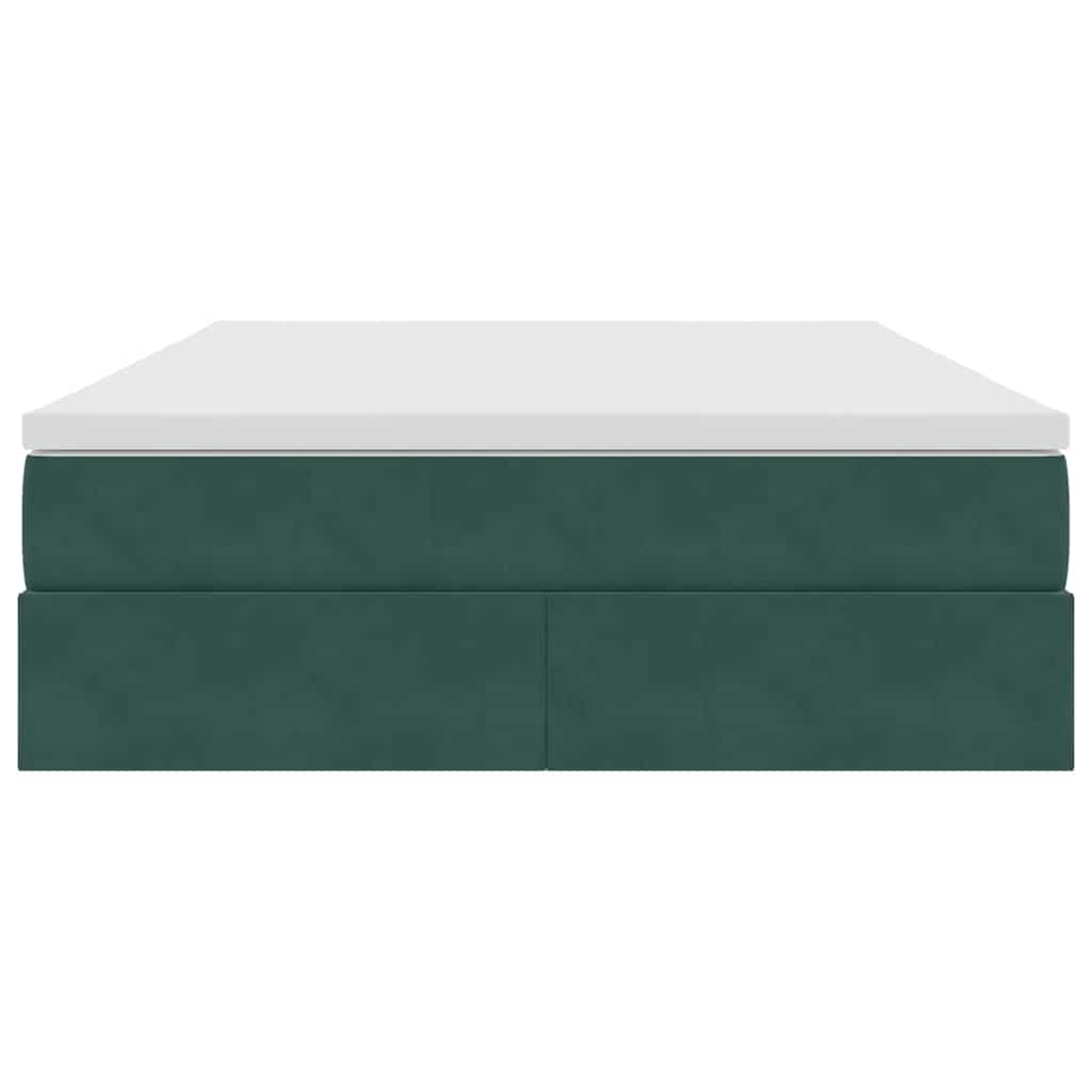 Lit avec rangement et matelas Vert foncé 140 x 200 cm Velours - XIOS