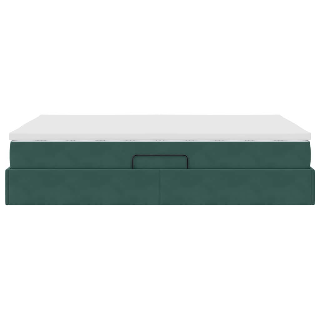 Lit avec rangement et matelas Vert foncé 140 x 200 cm Velours - XIOS
