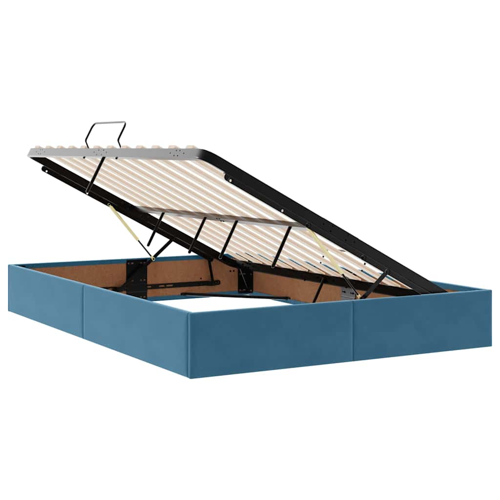 Lit avec rangement et matelas Bleu foncé 140 x 200 cm Velours