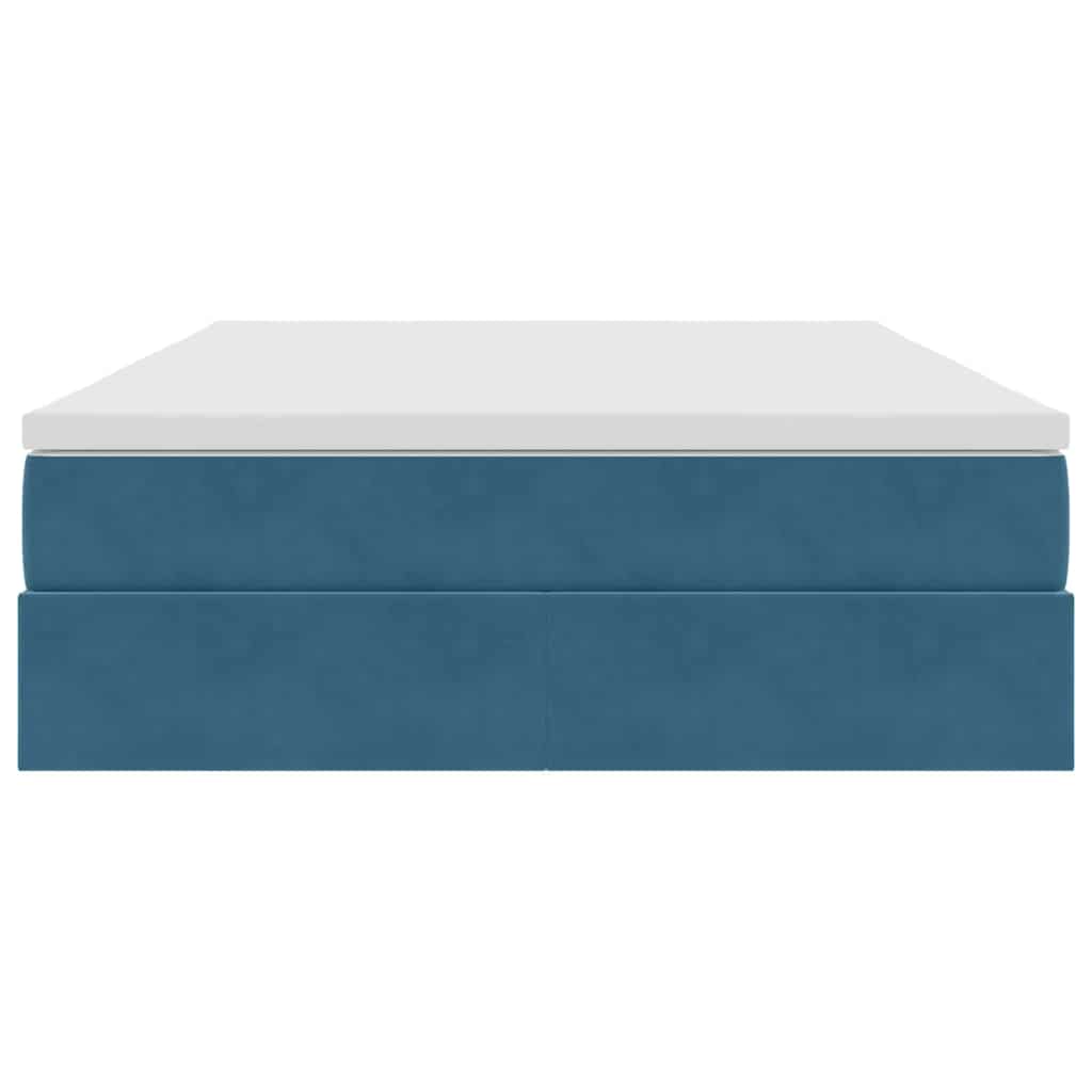Lit avec rangement et matelas Bleu foncé 140 x 200 cm Velours