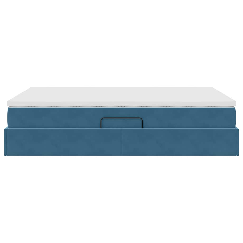 Lit avec rangement et matelas Bleu foncé 140 x 200 cm Velours