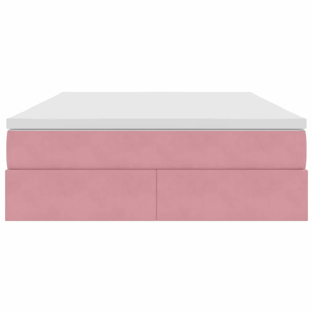 Lit avec rangement et matelas Rose 140 x 200 cm Velours - XIOS