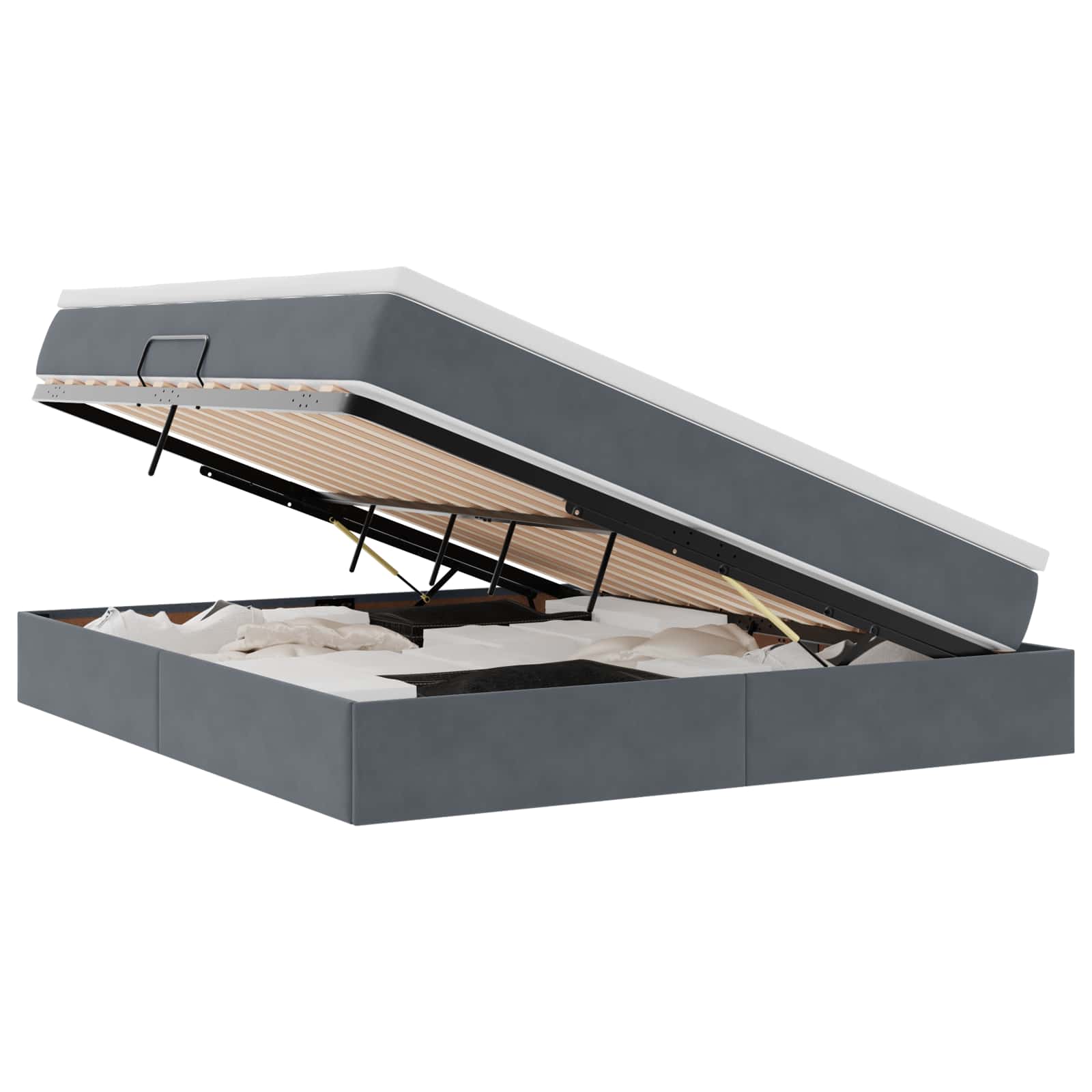 Lit avec rangement et matelas Gris foncé 160 x 200 cm Velours - XIOS