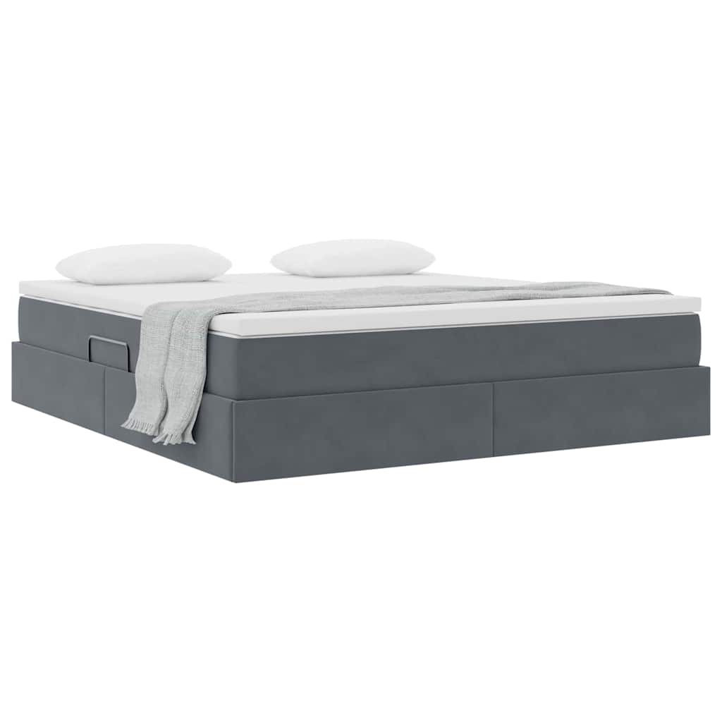 Lit avec rangement et matelas Gris foncé 160 x 200 cm Velours - XIOS