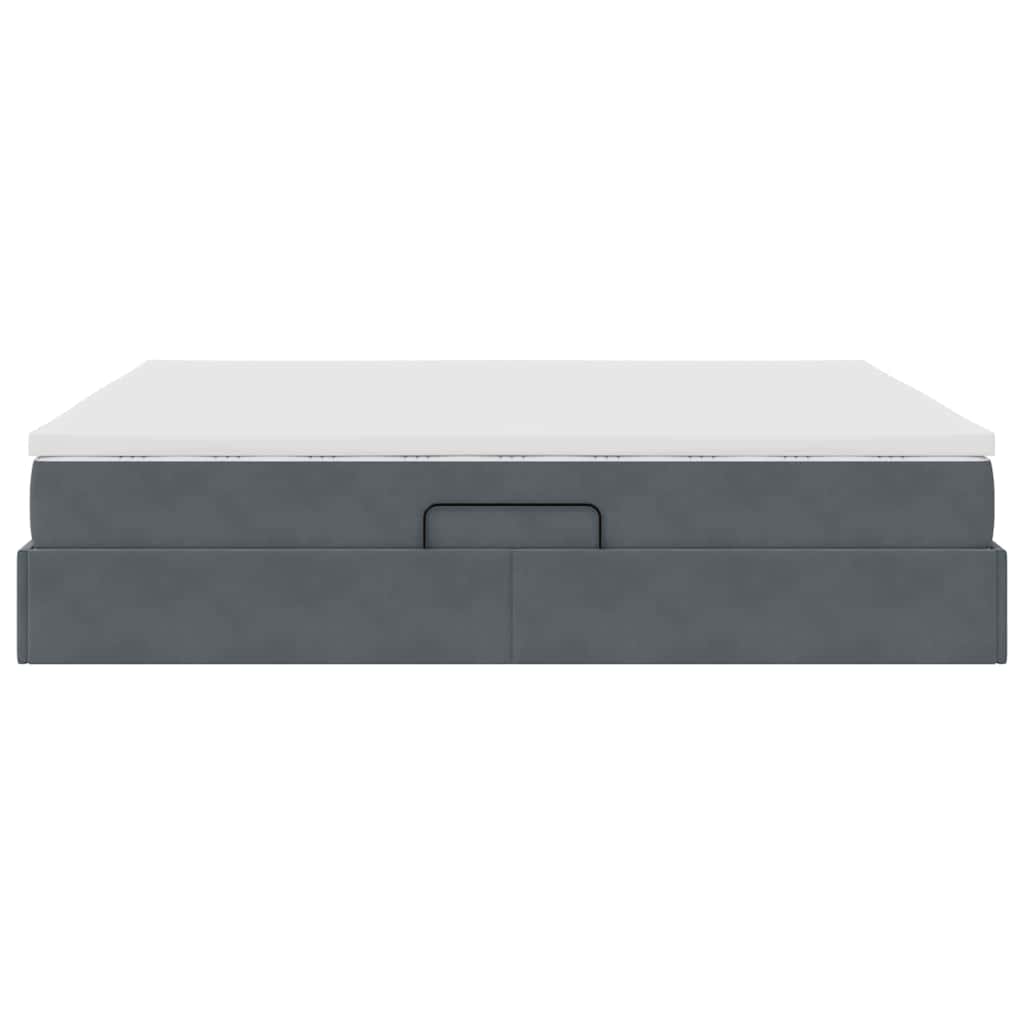 Lit avec rangement et matelas Gris foncé 160 x 200 cm Velours - XIOS