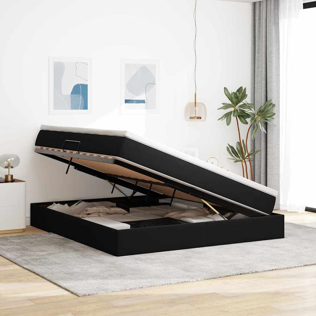 Lit avec rangement et matelas Noir 160 x 200 cm Velours - XIOS