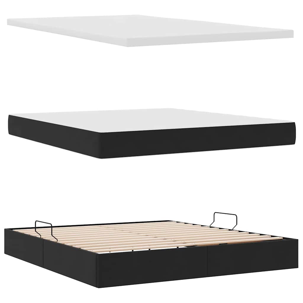 Lit avec rangement et matelas Noir 160 x 200 cm Velours - XIOS
