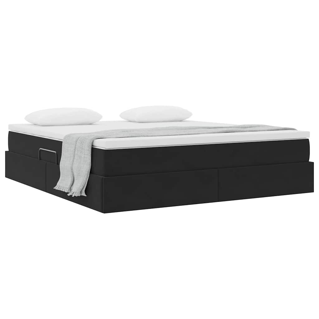 Lit avec rangement et matelas Noir 160 x 200 cm Velours - XIOS