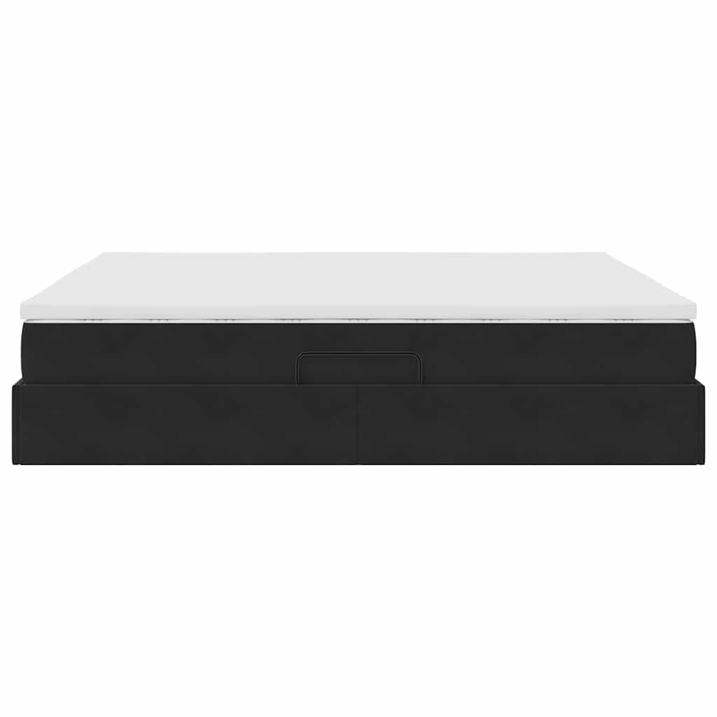 Lit avec rangement et matelas Noir 160 x 200 cm Velours - XIOS