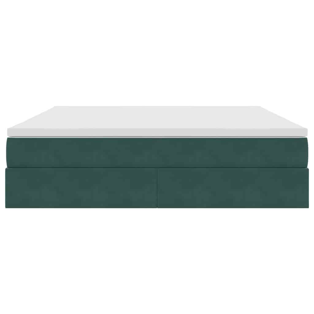 Lit avec rangement et matelas Vert foncé 160 x 200 cm Velours