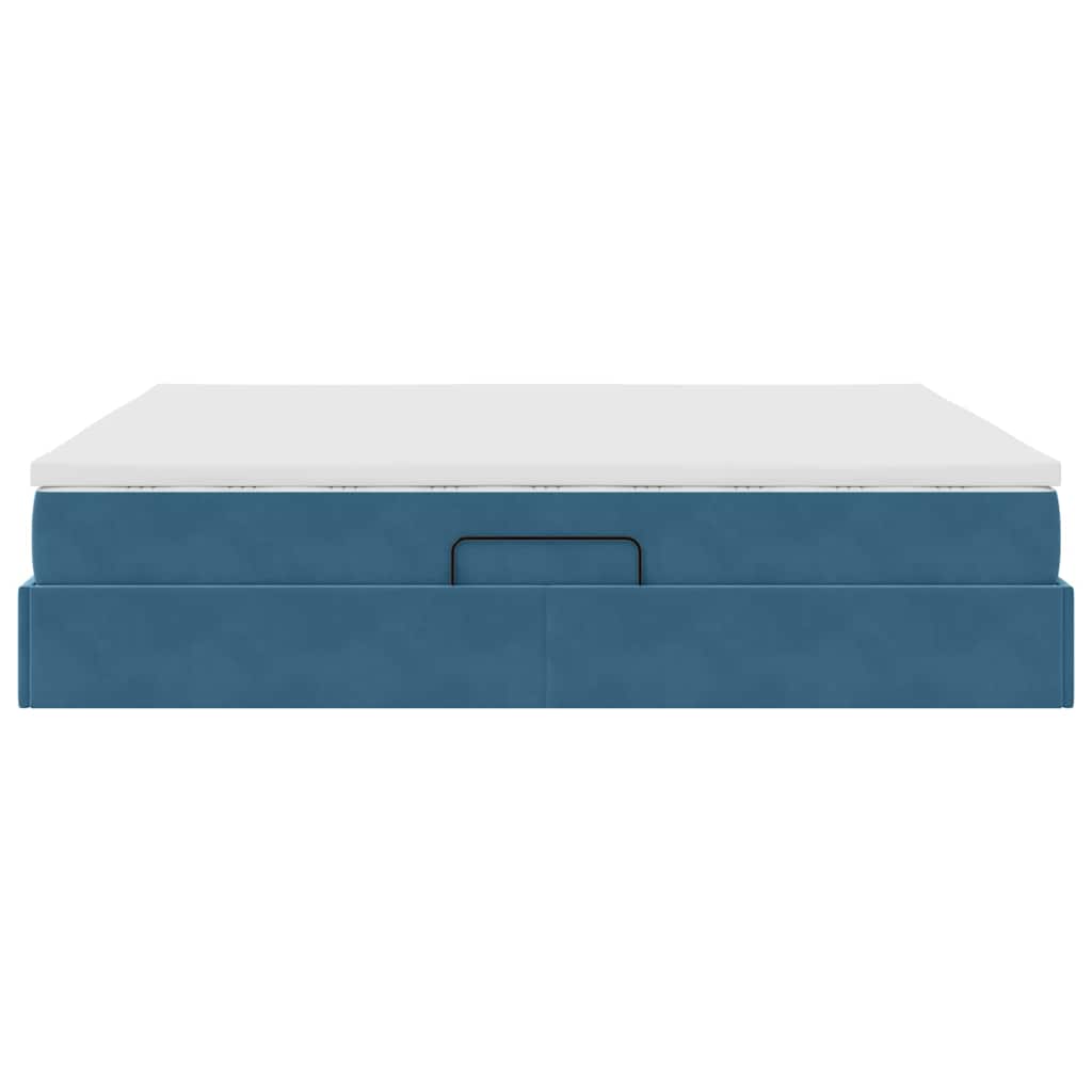 Lit avec rangement et matelas Bleu foncé 160 x 200 cm Velours - XIOS