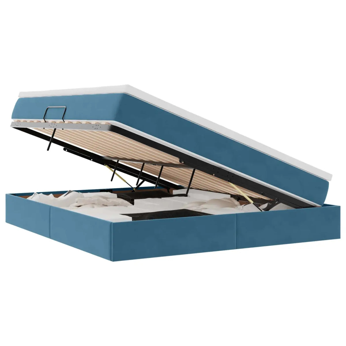 Lit avec rangement et matelas Bleu foncé 180 x 200 cm Velours - XIOS