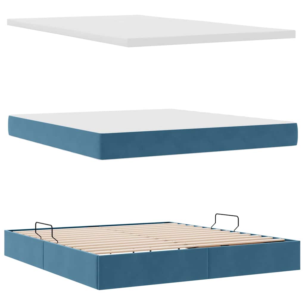 Lit avec rangement et matelas Bleu foncé 180 x 200 cm Velours - XIOS
