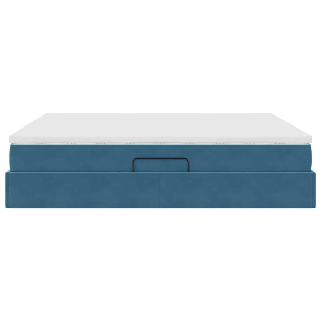 Lit avec rangement et matelas Bleu foncé 180 x 200 cm Velours - XIOS