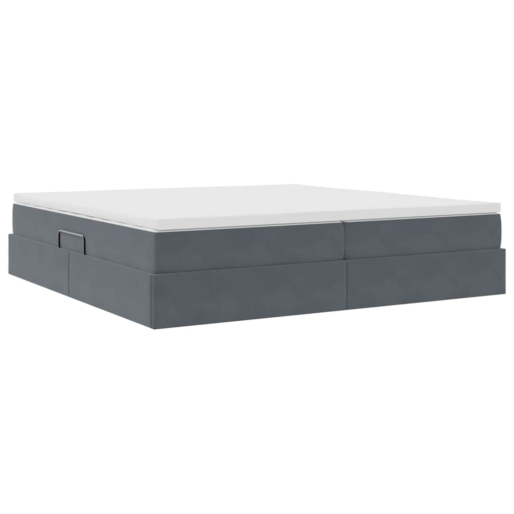 Lit avec rangement et matelas Gris foncé 200 x 200 cm Velours - XIOS