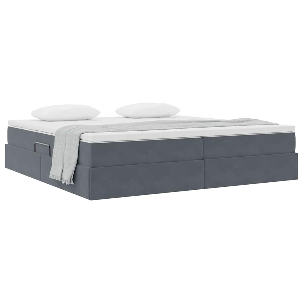 Lit avec rangement et matelas Gris foncé 200 x 200 cm Velours - XIOS