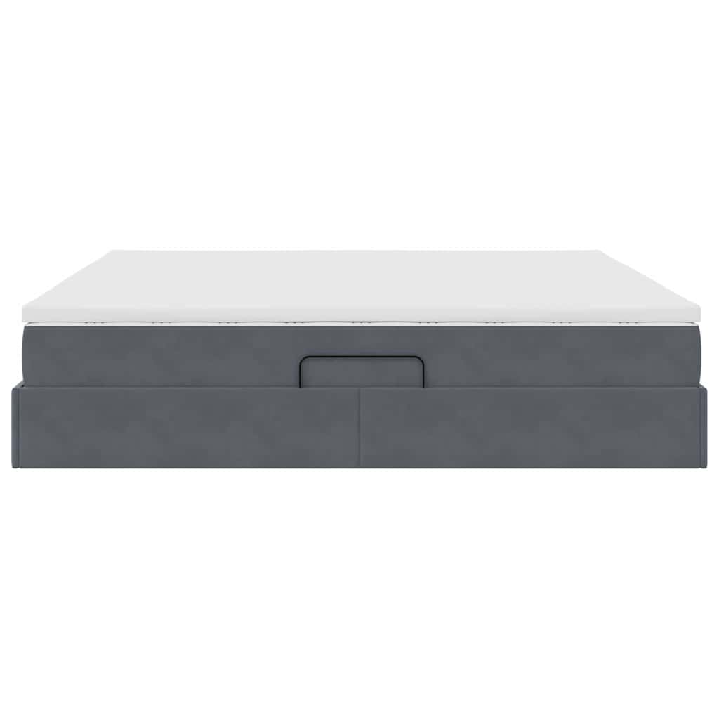 Lit avec rangement et matelas Gris foncé 200 x 200 cm Velours - XIOS