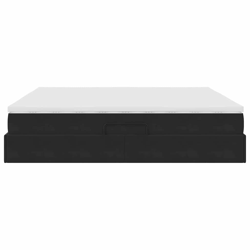 Lit avec rangement et matelas Noir 200 x 200 cm Velours - XIOS