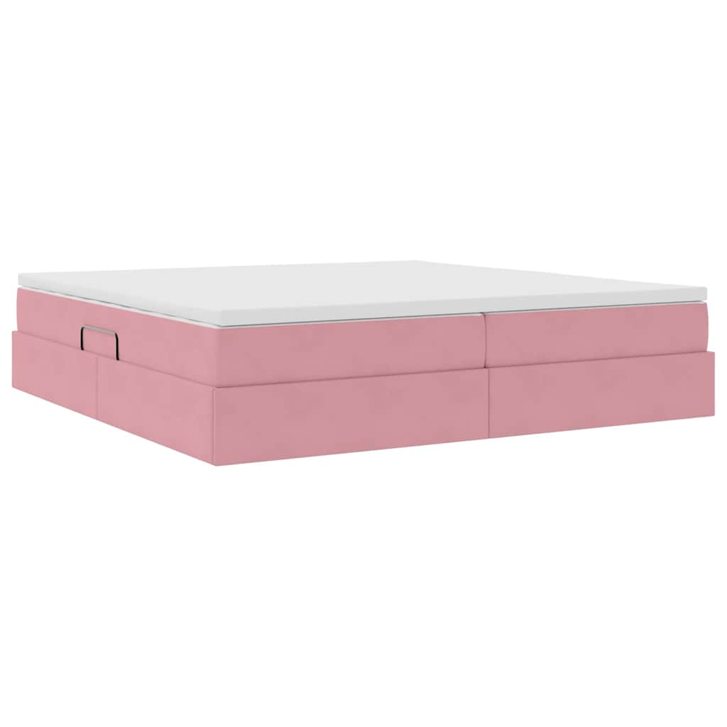Lit avec rangement et matelas Rose 200 x 200 cm Velours - XIOS