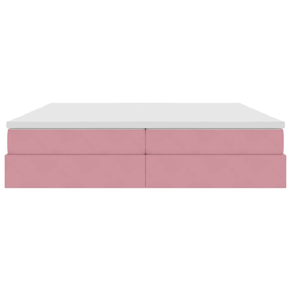 Lit avec rangement et matelas Rose 200 x 200 cm Velours - XIOS