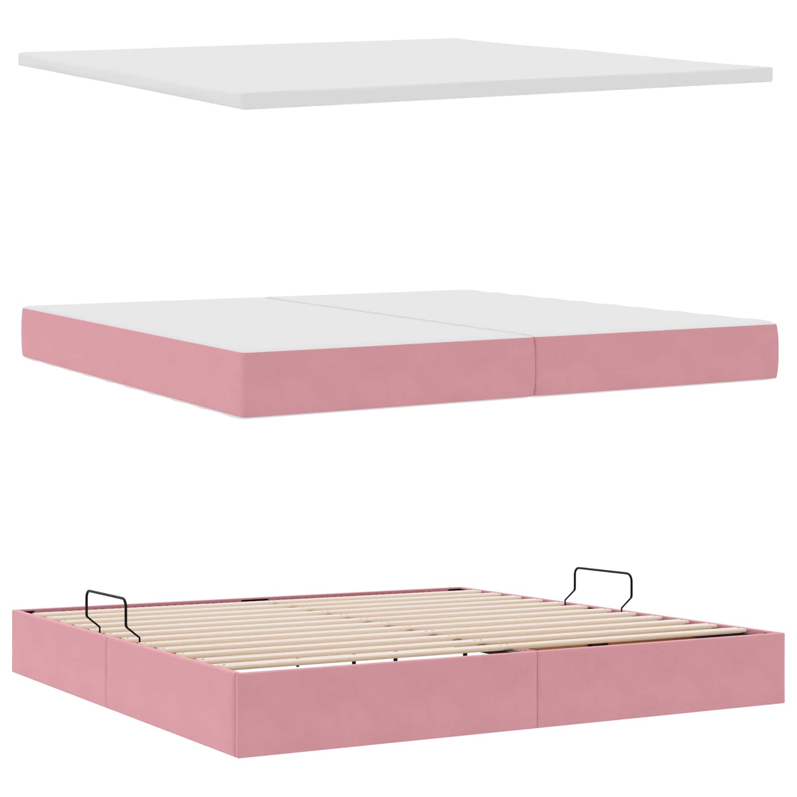 Lit avec rangement et matelas Rose 200 x 200 cm Velours - XIOS