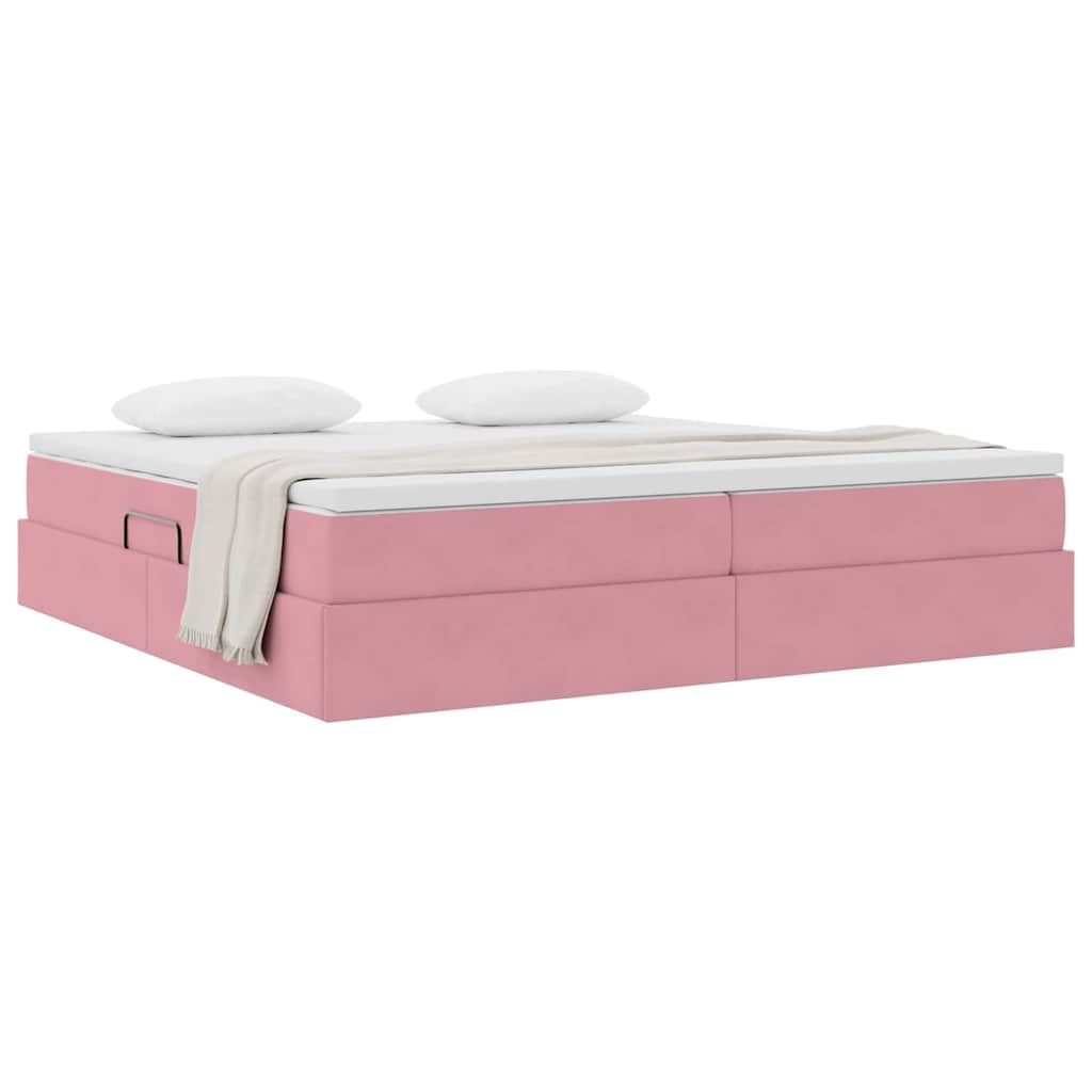 Lit avec rangement et matelas Rose 200 x 200 cm Velours - XIOS