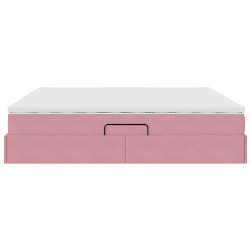 Lit avec rangement et matelas Rose 200 x 200 cm Velours - XIOS