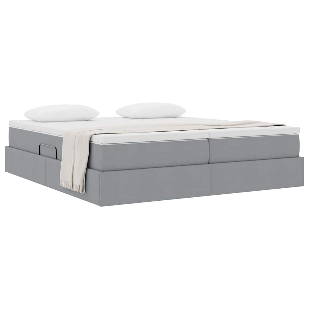 Lit avec rangement et matelas Gris clair 180 x 200 cm Polyester - XIOS