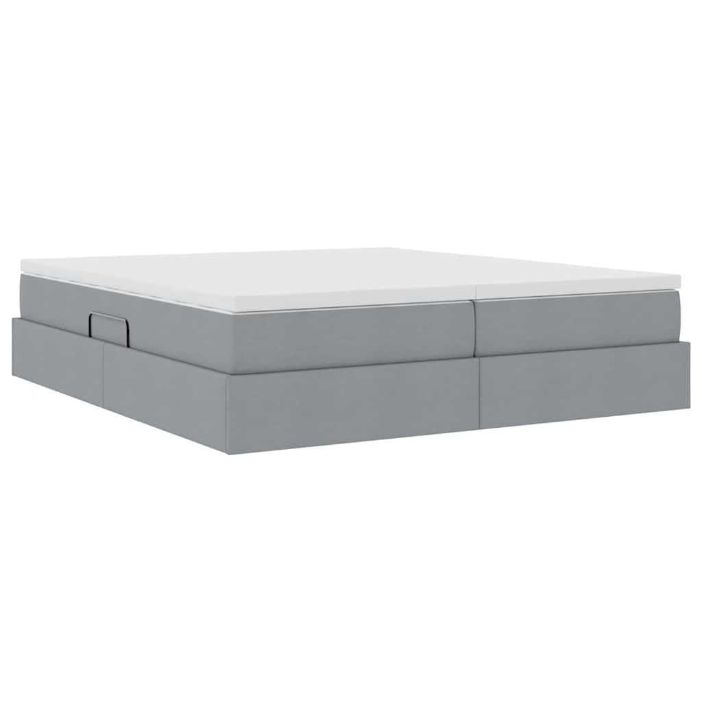 Lit avec rangement et matelas Gris clair 200 x 200 cm Polyester - XIOS