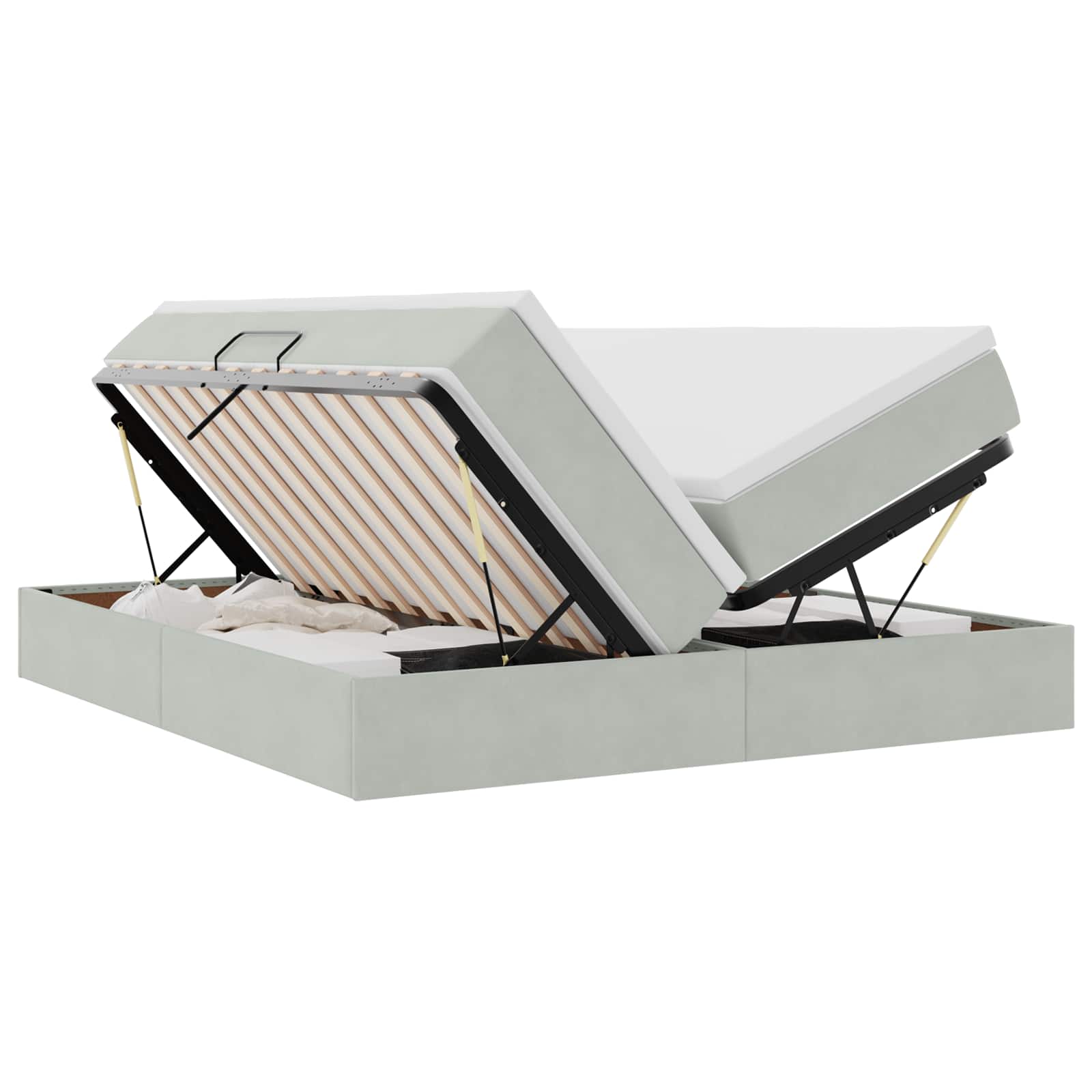 Lit avec rangement et matelas Gris clair 180 x 200 cm Velours - XIOS